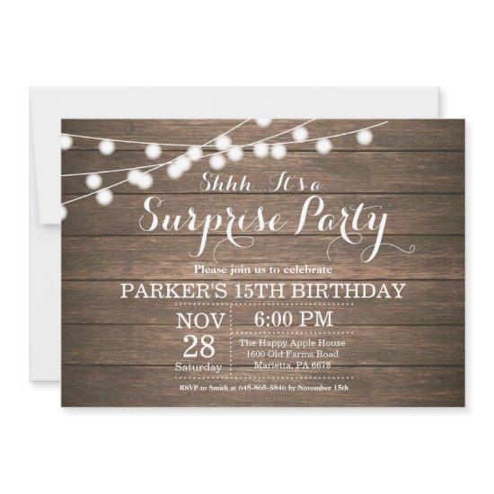 Rustic Surprise 15th Birthday  Wood