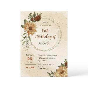 rustic terracotta floral botanical birthday