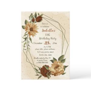 rustic terracotta floral botanical birthday