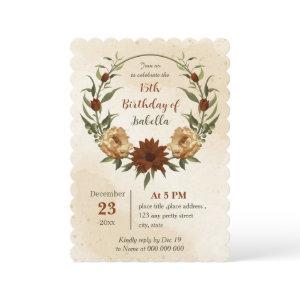 rustic terracotta floral botanical birthday