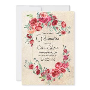 Rustic Watercolor Floral Quinceanera