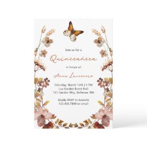Rustic Watercolor Wildflower Butterfly Quinceanera