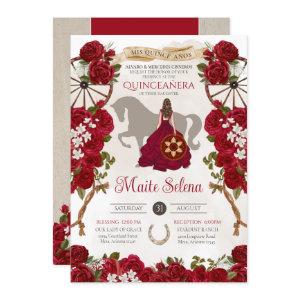 Rustic Western Red Roses Floral Charro Quinceanera