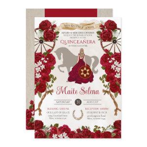 Rustic Western Red Roses Floral Charro Quinceanera