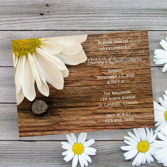 Rustic White Daisy Barn Wood Country Quinceanera