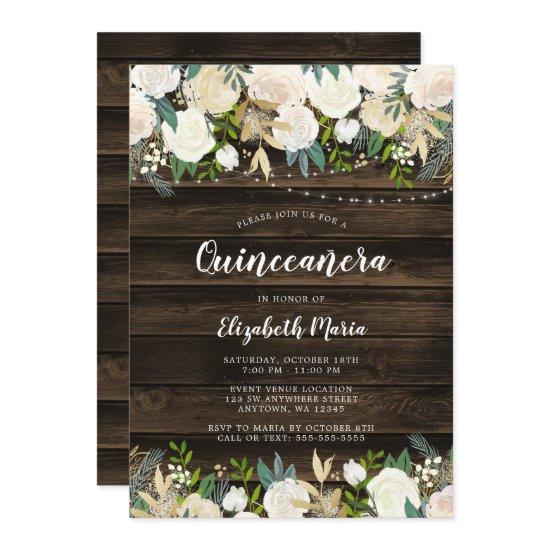 Rustic White Floral String Lights Quinceanera