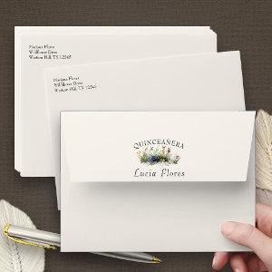 Rustic Wildflower Cream Quinceanera  Envelope
