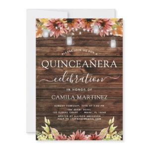 Rustic Wood Autumn Sunflowers Quinceanera