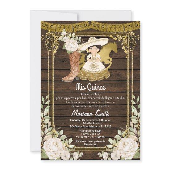 Rustic Wood Gold Mexican Charro Miss Quince