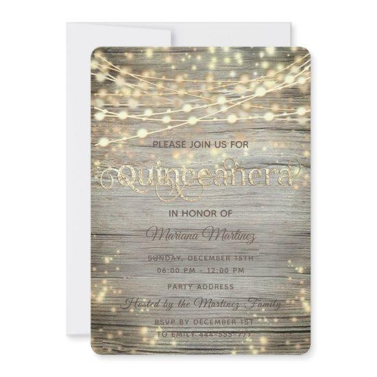 Rustic wood String lights gold sparkle