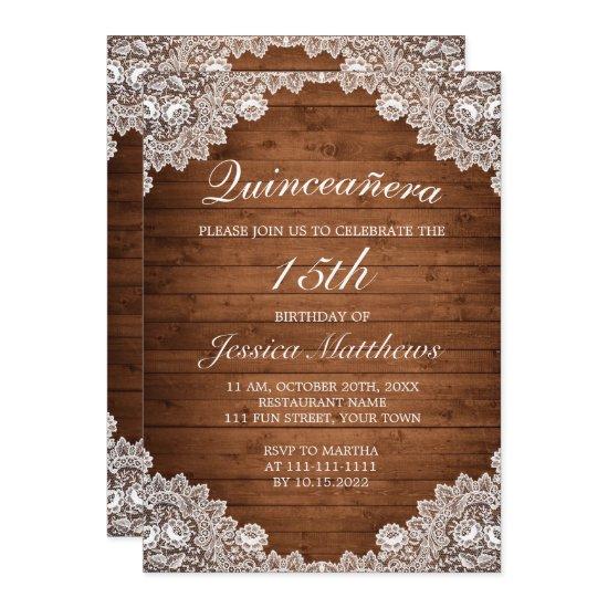 Rustic Wood & White Lace Tiara Quinceañera
