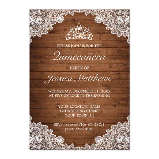 Rustic Wood & White Lace Tiara Quinceañera