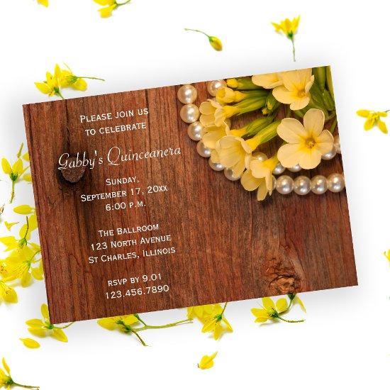 Rustic Yellow Flowers Pearls Quinceanera Barn