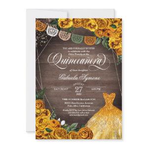 Rustic Yellow Rose Glitter Gown Fiesta Quinceañera