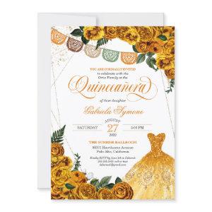 Rustic Yellow Rose Glitter Gown Fiesta Quinceañera
