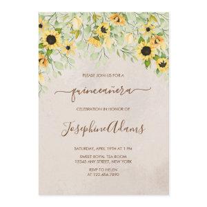 Rustic Yellow Sunflower Watercolor Quinceanera