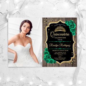 RusticEmerald Green Photo Quinceanera