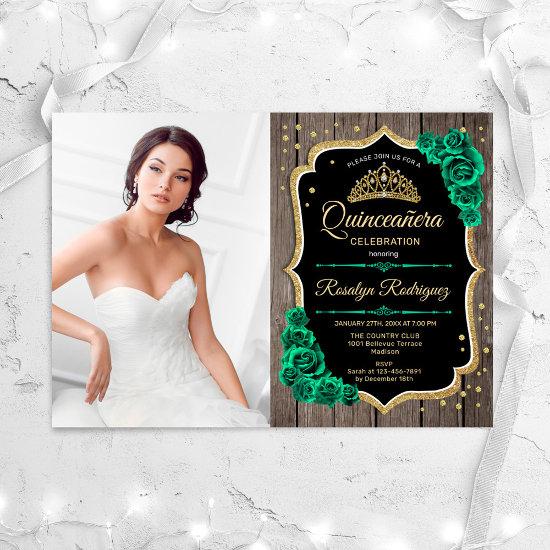 RusticEmerald Green Photo Quinceanera