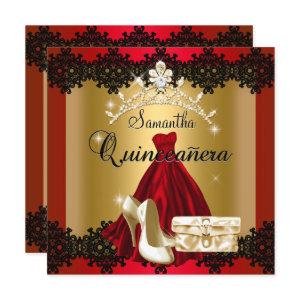 S Quinceanera 15th Red Black Gold Diamond Tiara