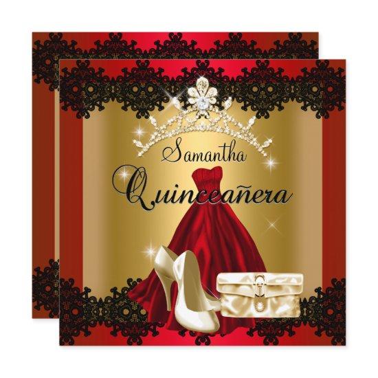 S Quinceanera 15th Red Black Gold Diamond Tiara