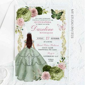 Sage Green and Blush Princess Quinceanera Acrylic