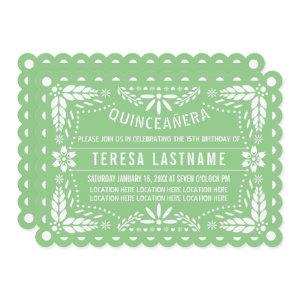 Sage green and white papel picado Quinceañera