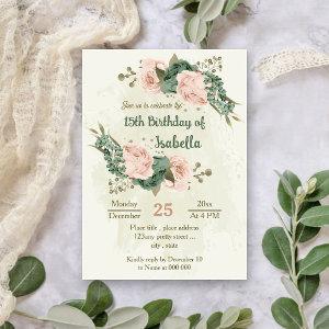 sage green blush flowers botanical birthday