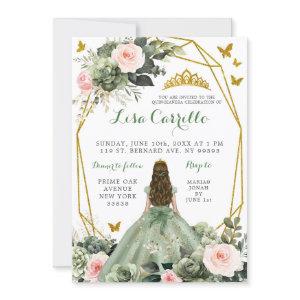 Sage Green Blush Pink Butterfly Girl's Quinceañera