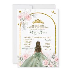 Sage Green Blush Pink Princess Quinceañera Floral