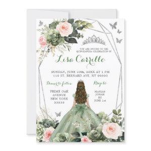 Sage Green Blush Pink Princess Quinceañera