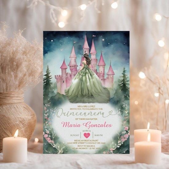 Sage Green Dress Forest Pink Castle 16 Quinceañera