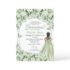 Sage Green Elegant Floral Quinceanera