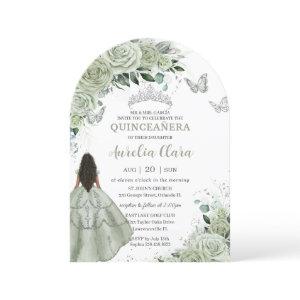 Sage Green Floral Brown Girl Quinceañera XV Arch