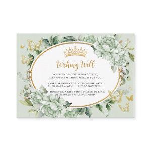 Sage Green Floral Flowers Butterflies Quinceañera Enclosure Card