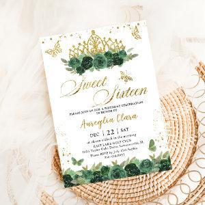 Sage Green Floral Gold Sweet sixteen 16 Birthday