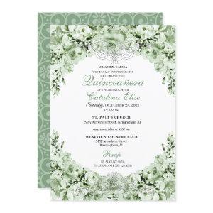 Sage Green Floral Quinceanera Birthday