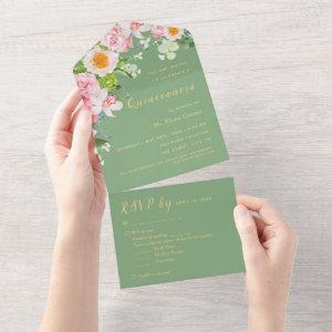 Sage Green Floral RSVP Trifold Event