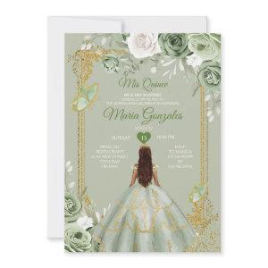 Sage Green Gold Crown Mis Quince 15 Anos Dresses