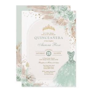 Sage Green Gold Quinceañera Boho 15th Birthday