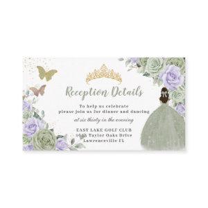 Sage Green Lilac Floral Quinceañera Reception Enclosure Card