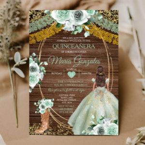 Sage Green Mexican Quinceañera Rustic Wood