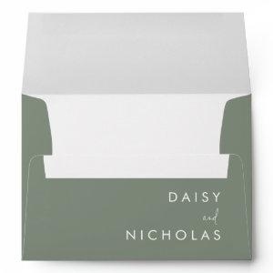 Sage Green Modern Wedding Engagement Envelope