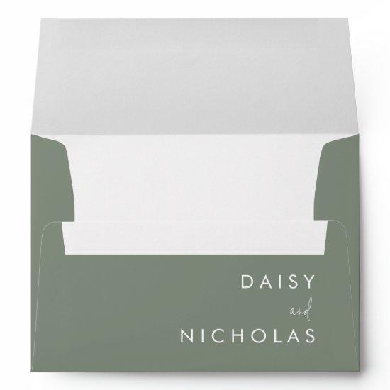 Sage Green Modern Wedding Engagement Envelope