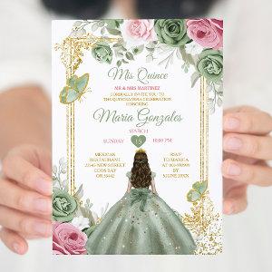 Sage Green Pink Mis Quince 15 Anos Crown