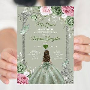 Sage Green Pink Mis Quince 15 Anos Crown