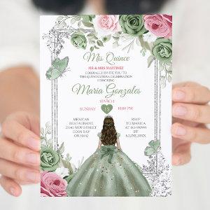 Sage Green Pink Mis Quince 15 Anos Crown