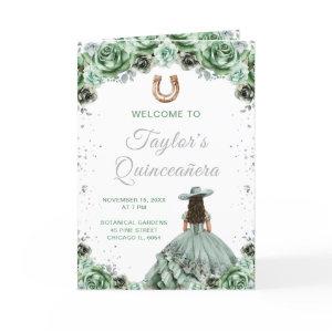 Sage Green Princess Charro Quinceañera Program