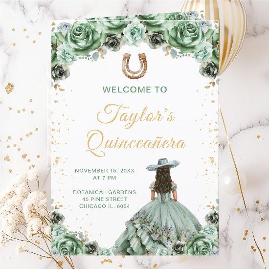 Sage Green Princess Charro Quinceañera Program