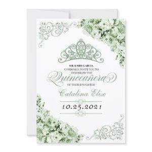 Sage Green Princess Crown Quinceanera Birthday