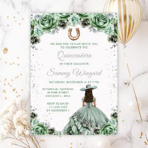 Sage Green Princess Floral Charro Quinceañera